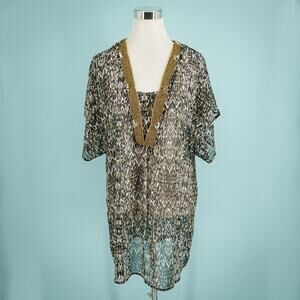 Badgley Mischka Size Small Animal Print Beaded Sequin Semi Sheer Swim Cover Up